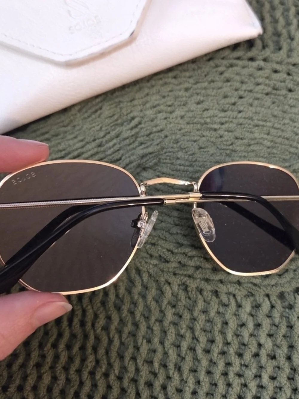 SOJOS Polarized Hexagon Sunglasses Gold Metal Frame UV400 Retro Rectangle